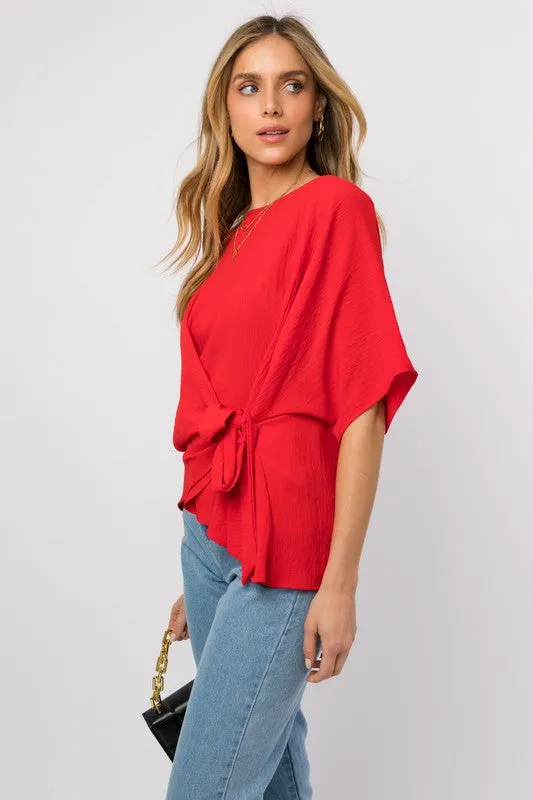 3/4 Sleeve Side Tie Top