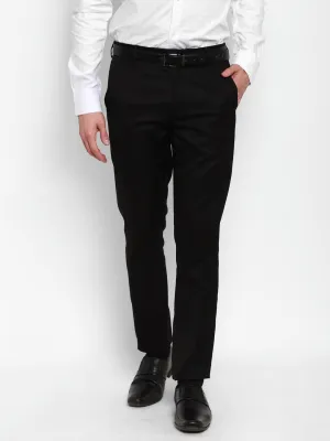 AmericanElm Men's Black Solid Slim Fit stretchable Formal Trouser