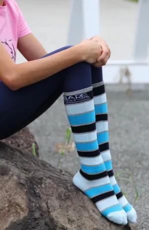 BARE Youth Cotton Sock - Navy / Teal / Silver