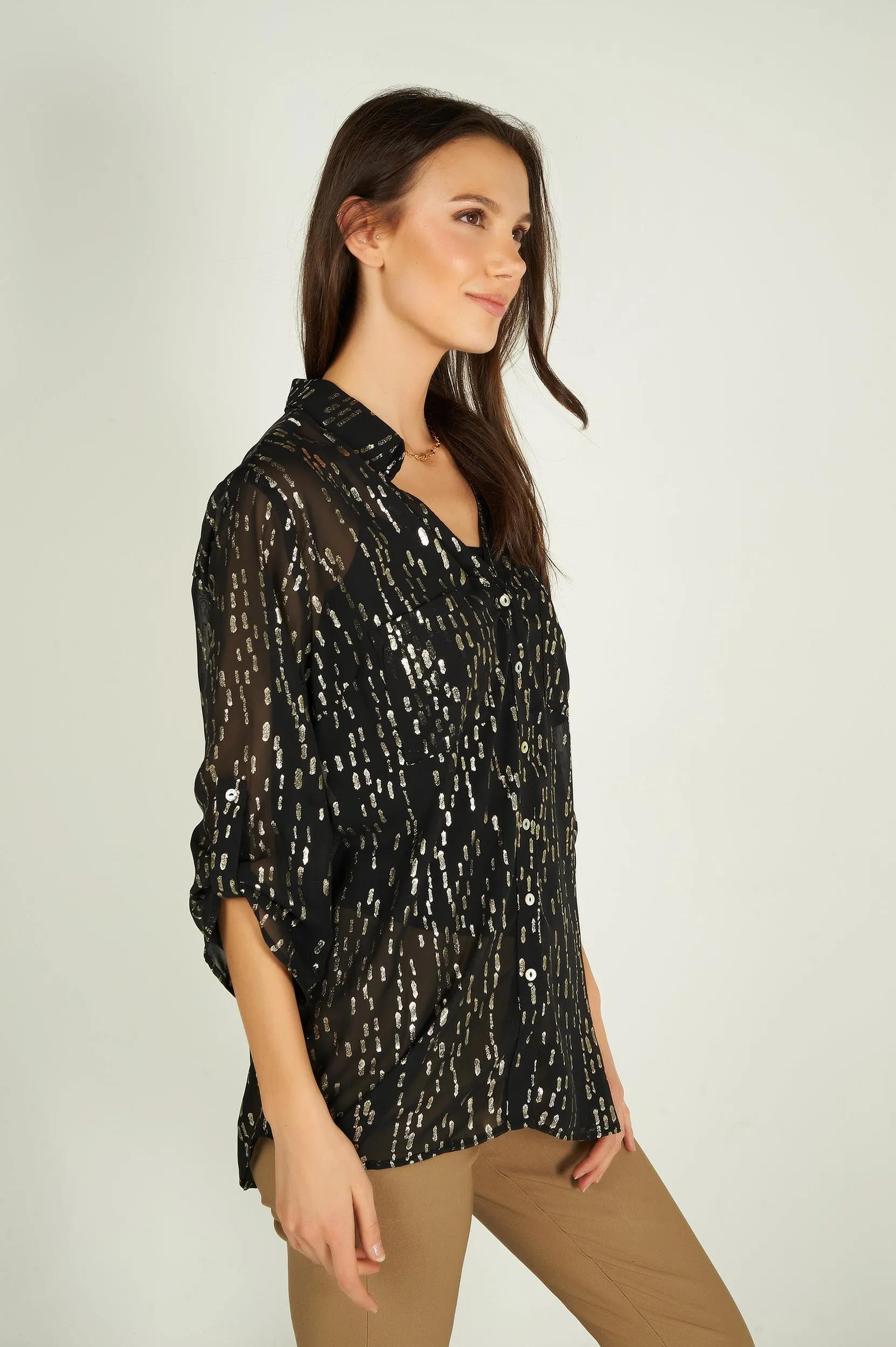 Blouse imprimée semi-transparente - KAS-FOIL - (R-A3) - VENTE FINALE