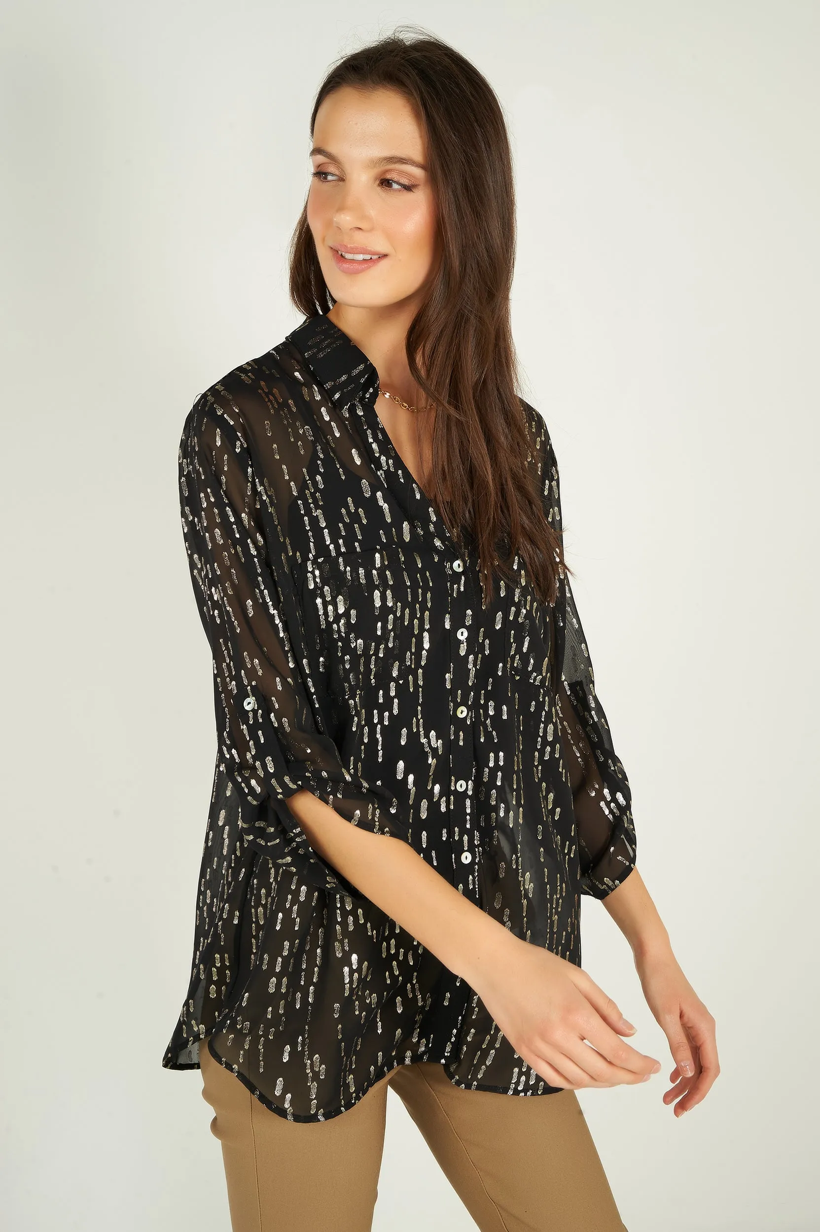 Blouse imprimée semi-transparente - KAS-FOIL - (R-A3) - VENTE FINALE