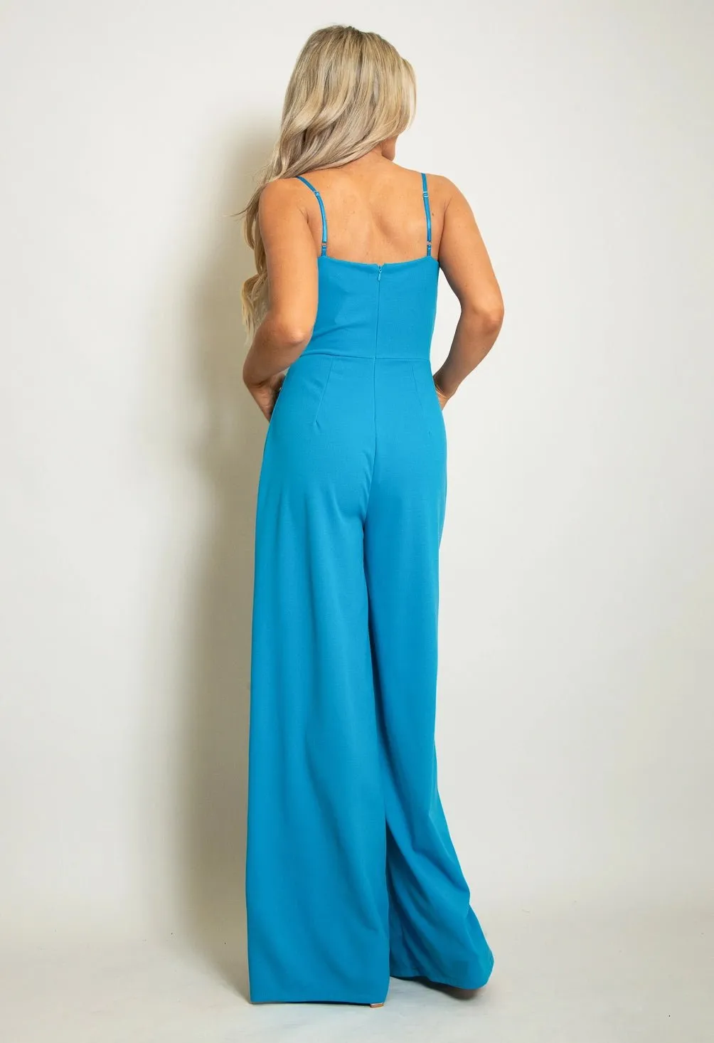 Blue Tailored Sweetheart Jumpsuit