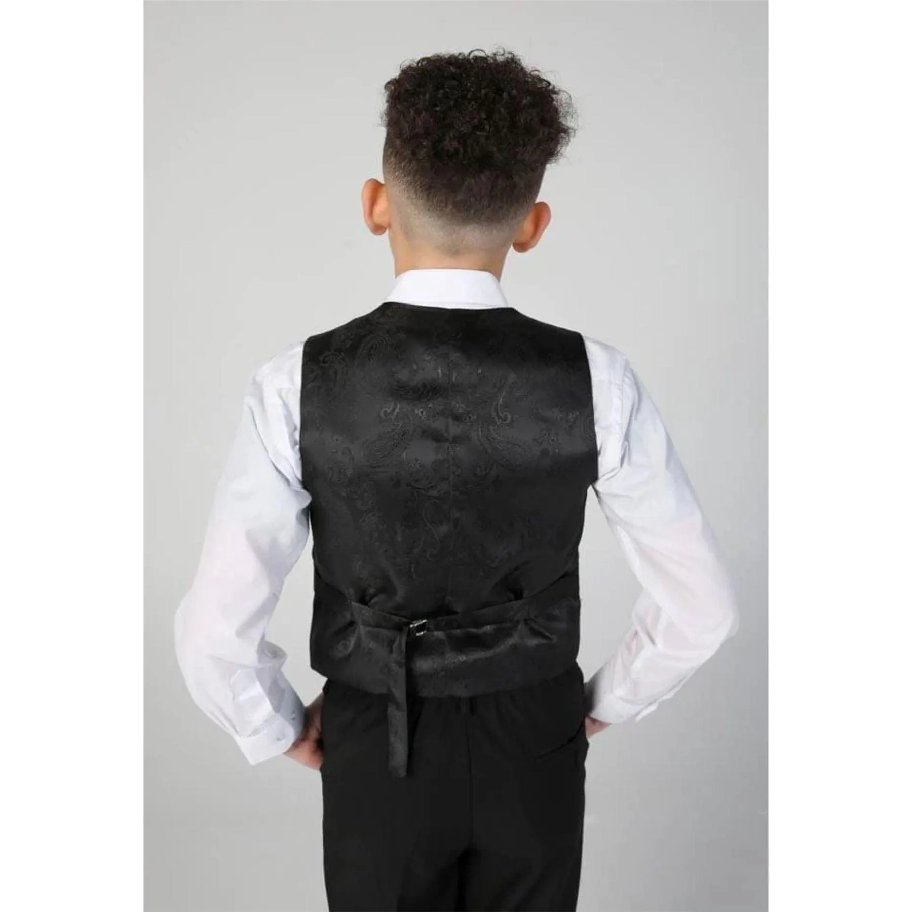 Boys 3 Piece Black Classic Satin Tuxedo Dinner Suit Wedding