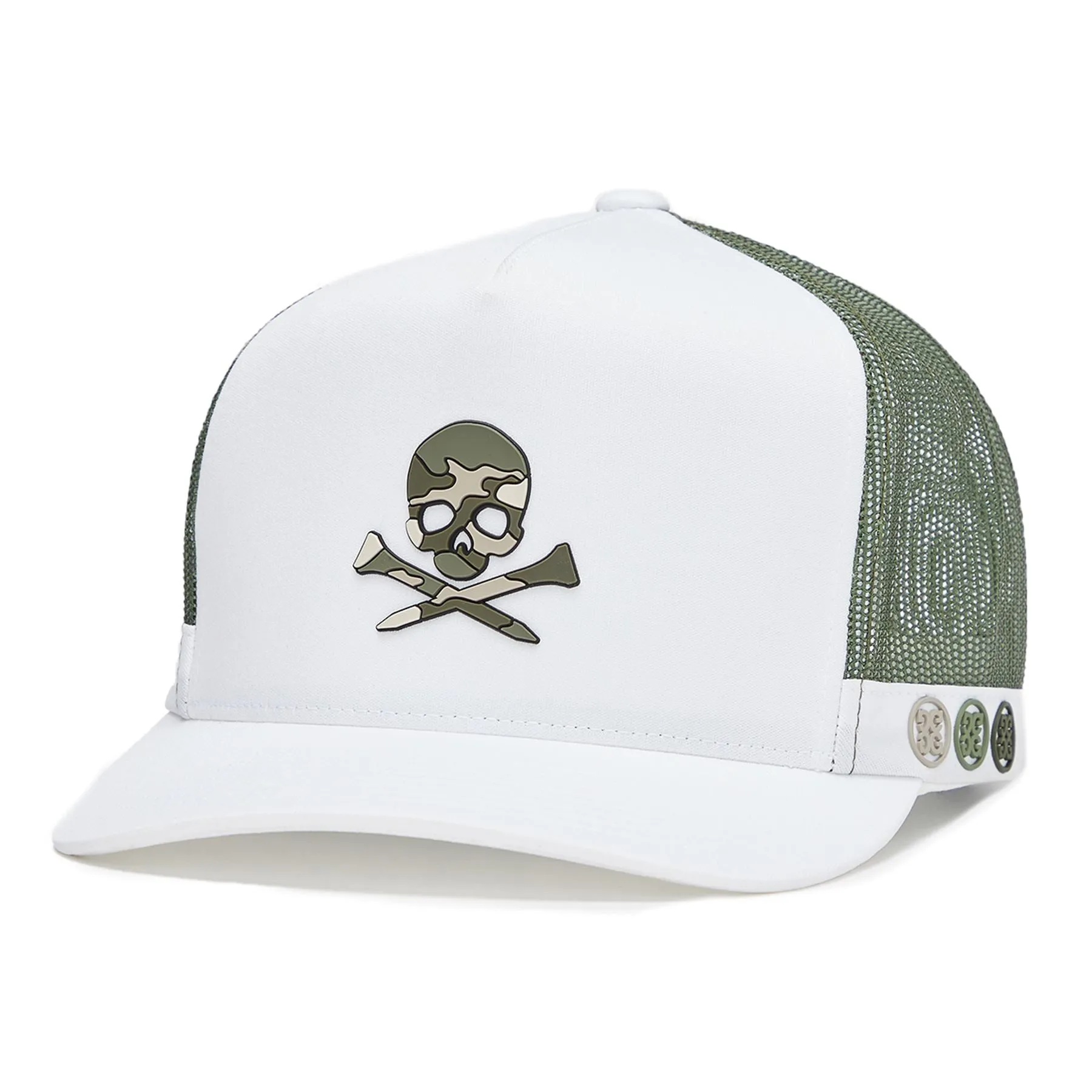 Camo Skull & Tees Interlock Knit Tall Trucker Hat Snow - SS24