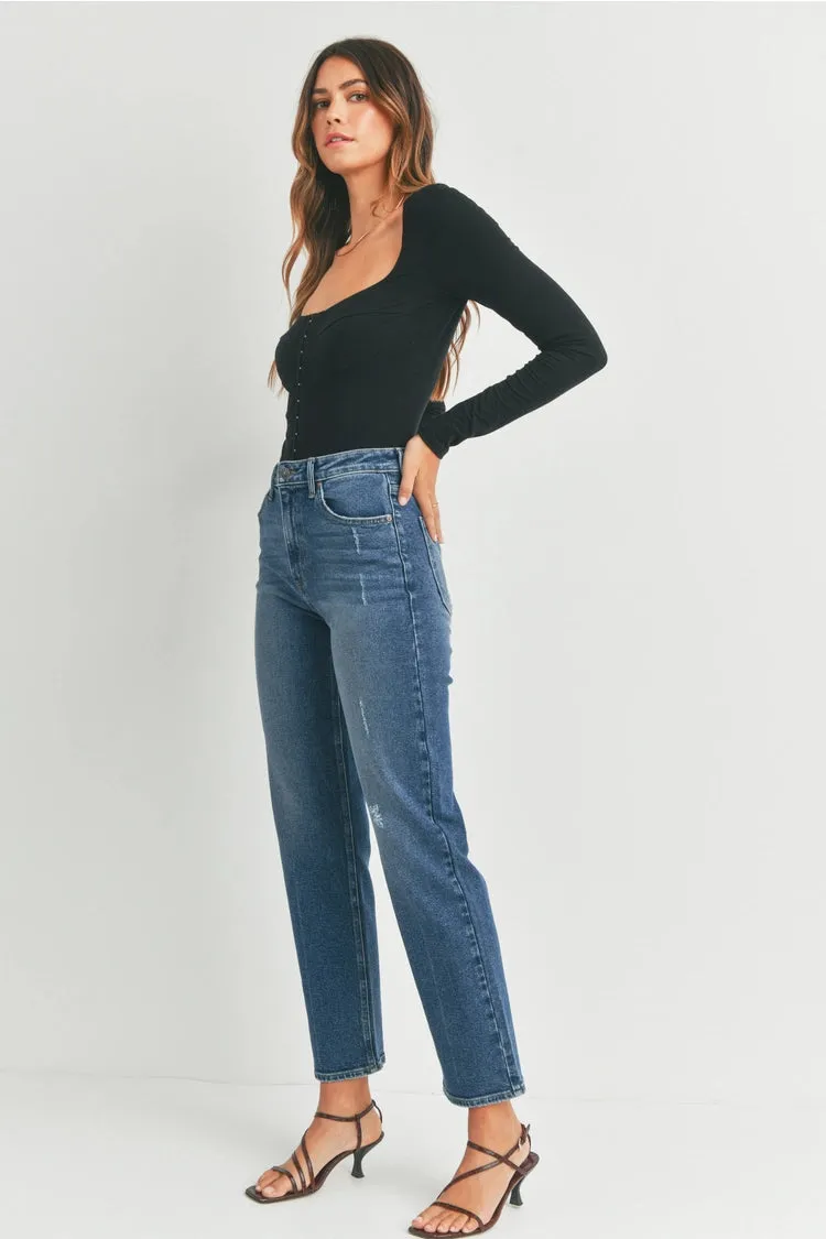 Classic Dark Denim Straight Jeans