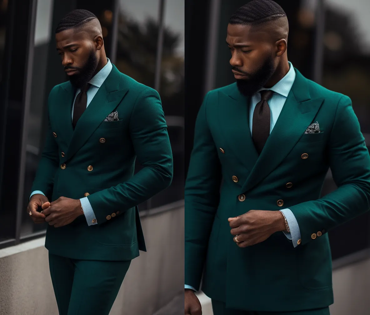 Dark Green Double Breasted Suit - Perfect for Weddings and Business