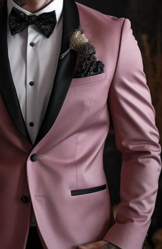 Dusty Rose Tuxedo Suit for Men-Elegant Wedding Attire