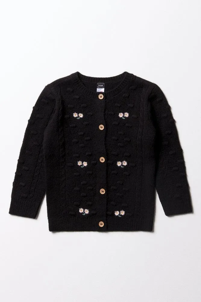 Floral Cardigan Black