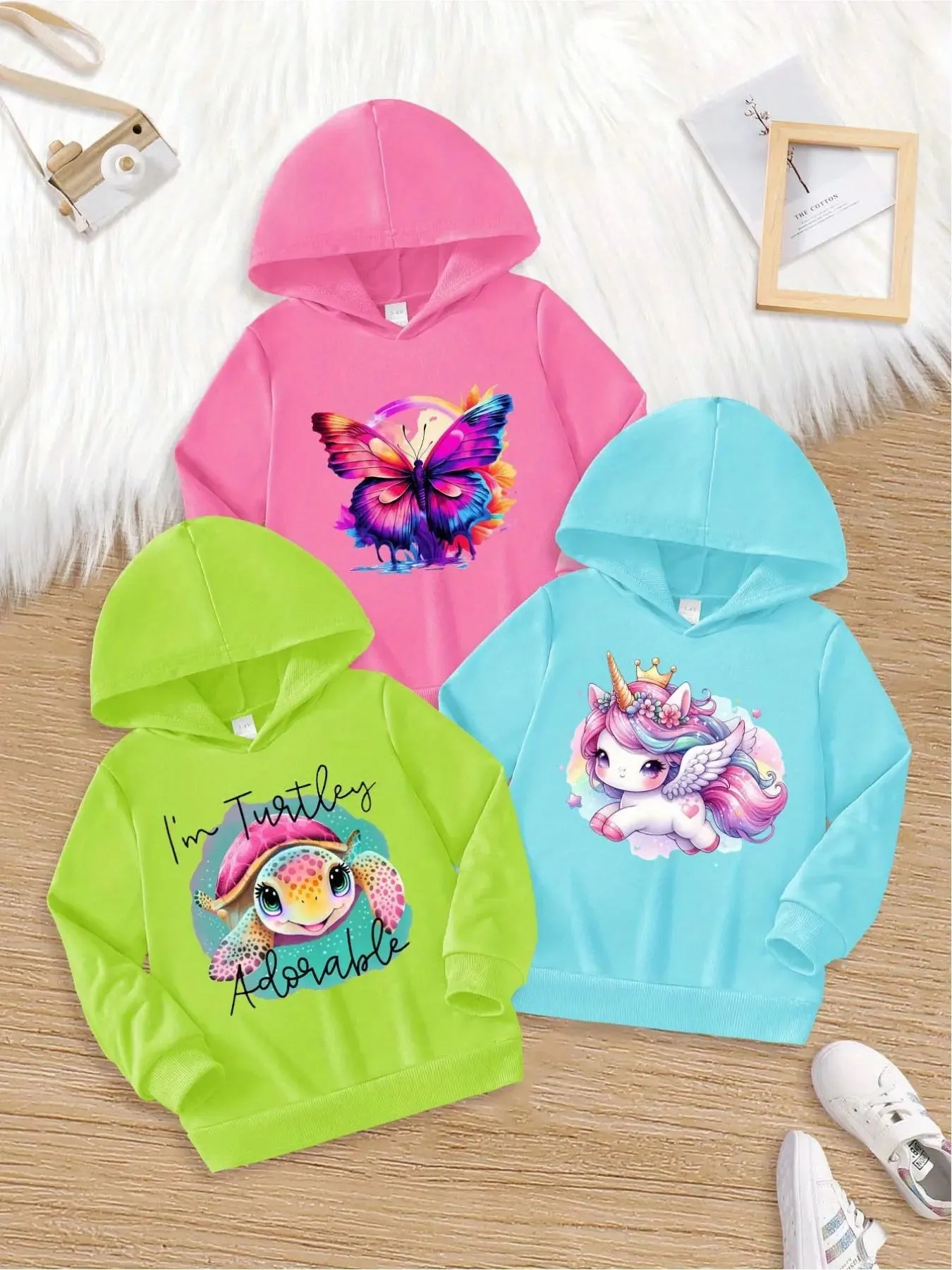 Girls 3Piece Knit Hoodie Set with Magical Prints