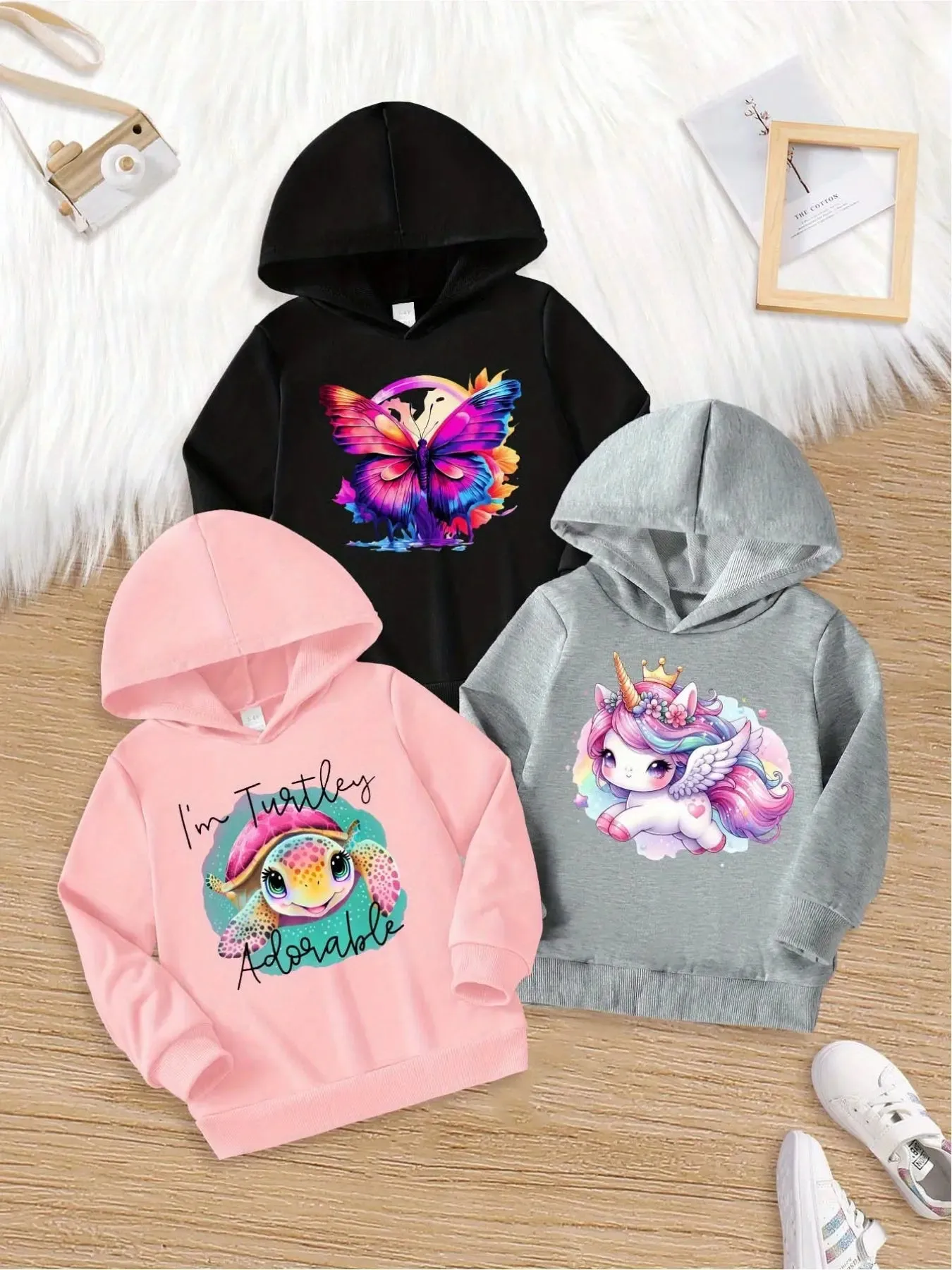 Girls 3Piece Knit Hoodie Set with Magical Prints