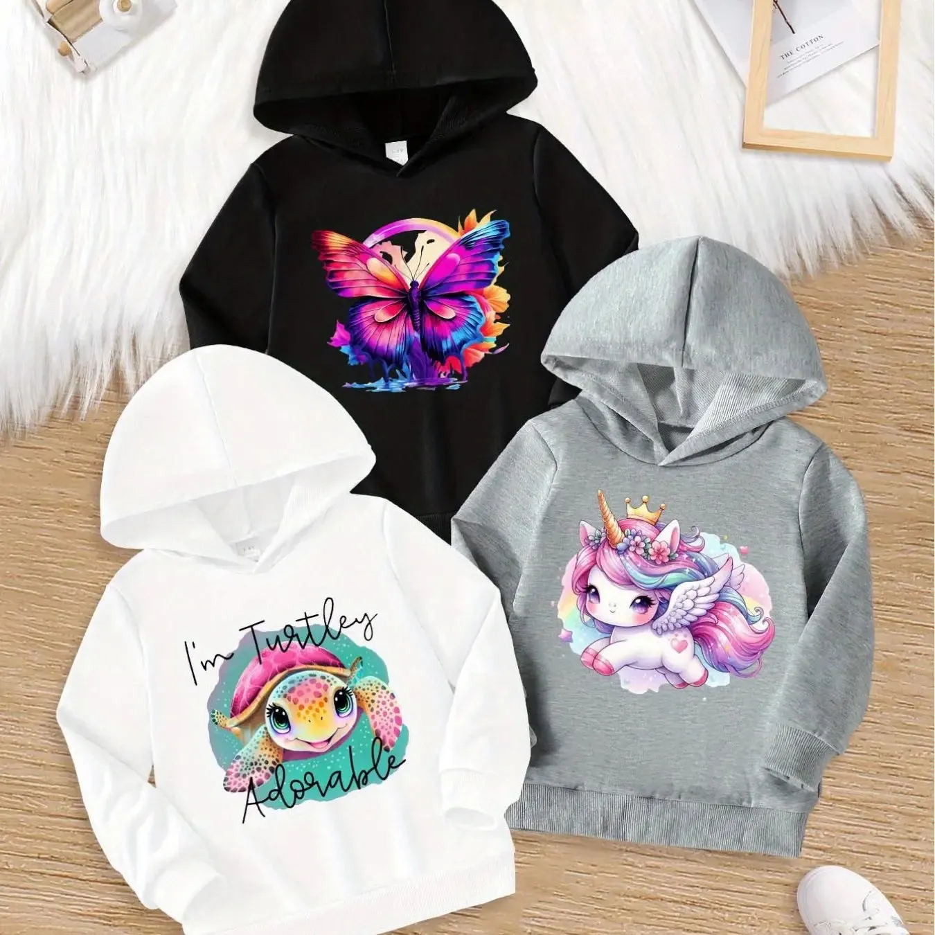 Girls 3Piece Knit Hoodie Set with Magical Prints