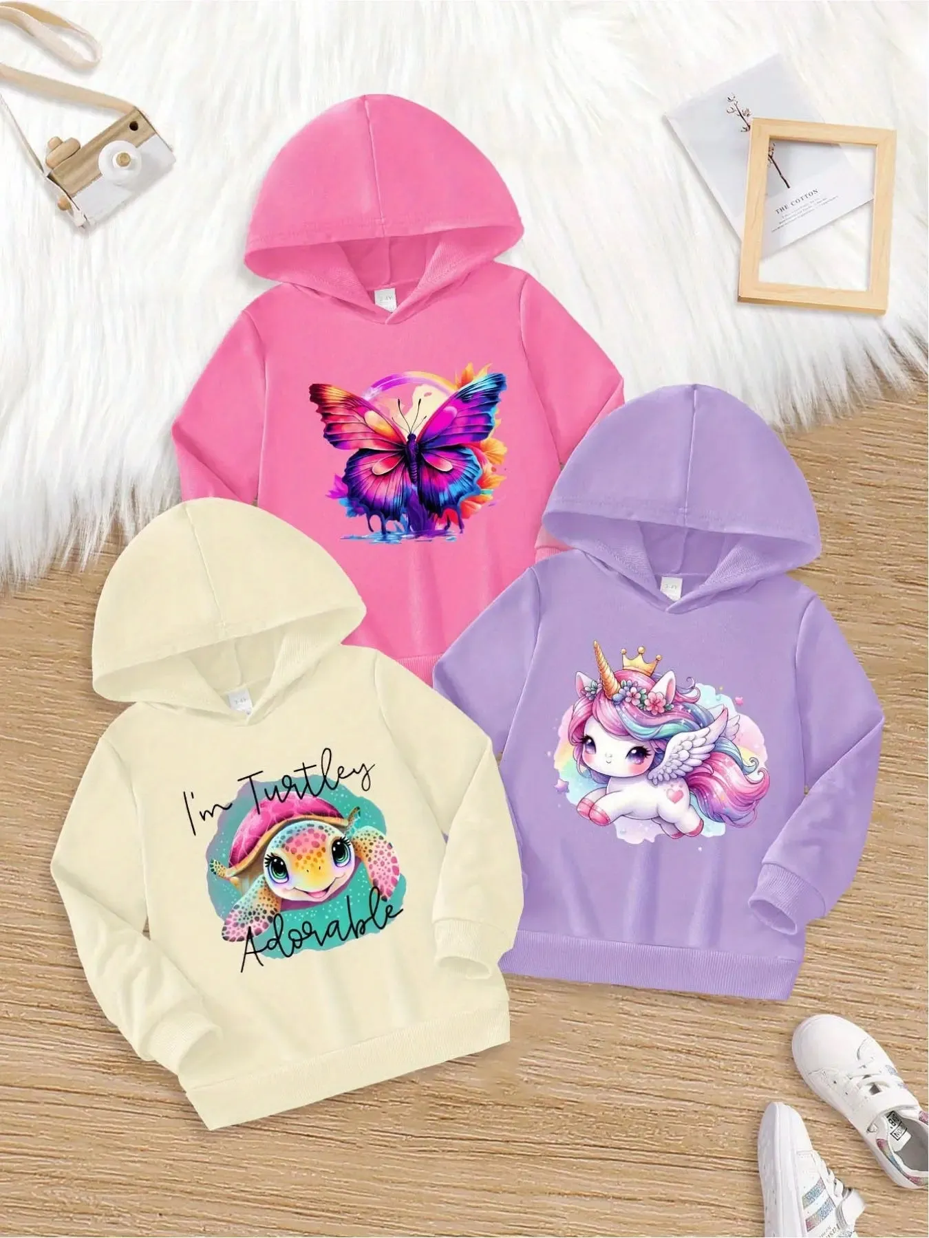 Girls 3Piece Knit Hoodie Set with Magical Prints