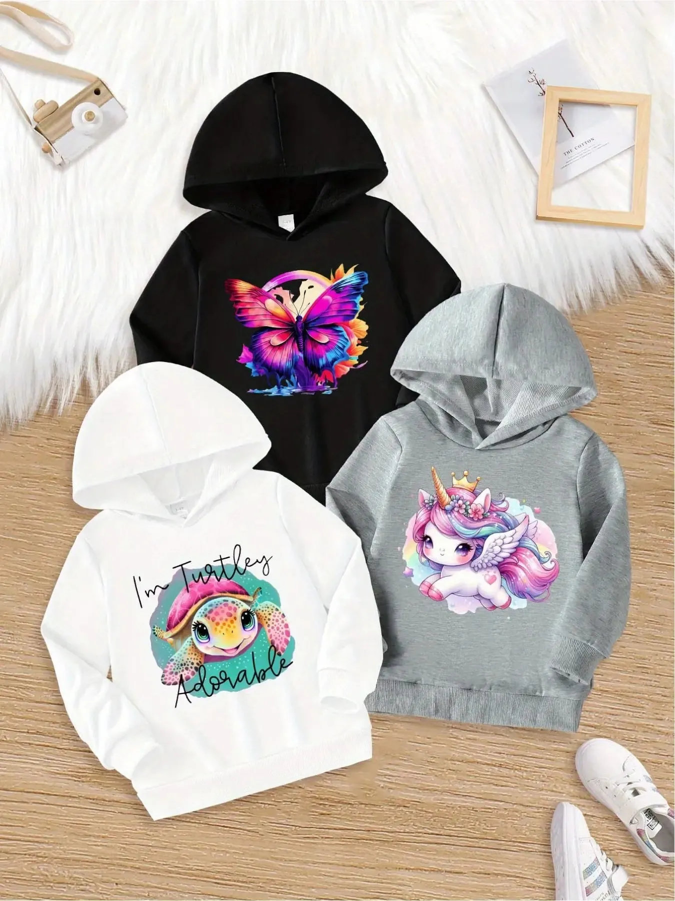 Girls 3Piece Knit Hoodie Set with Magical Prints