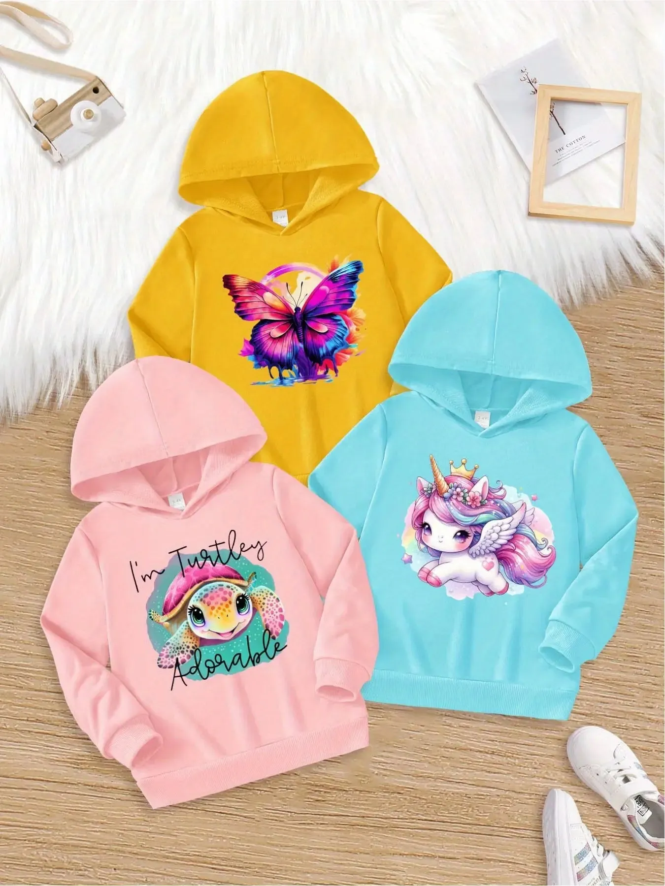 Girls 3Piece Knit Hoodie Set with Magical Prints