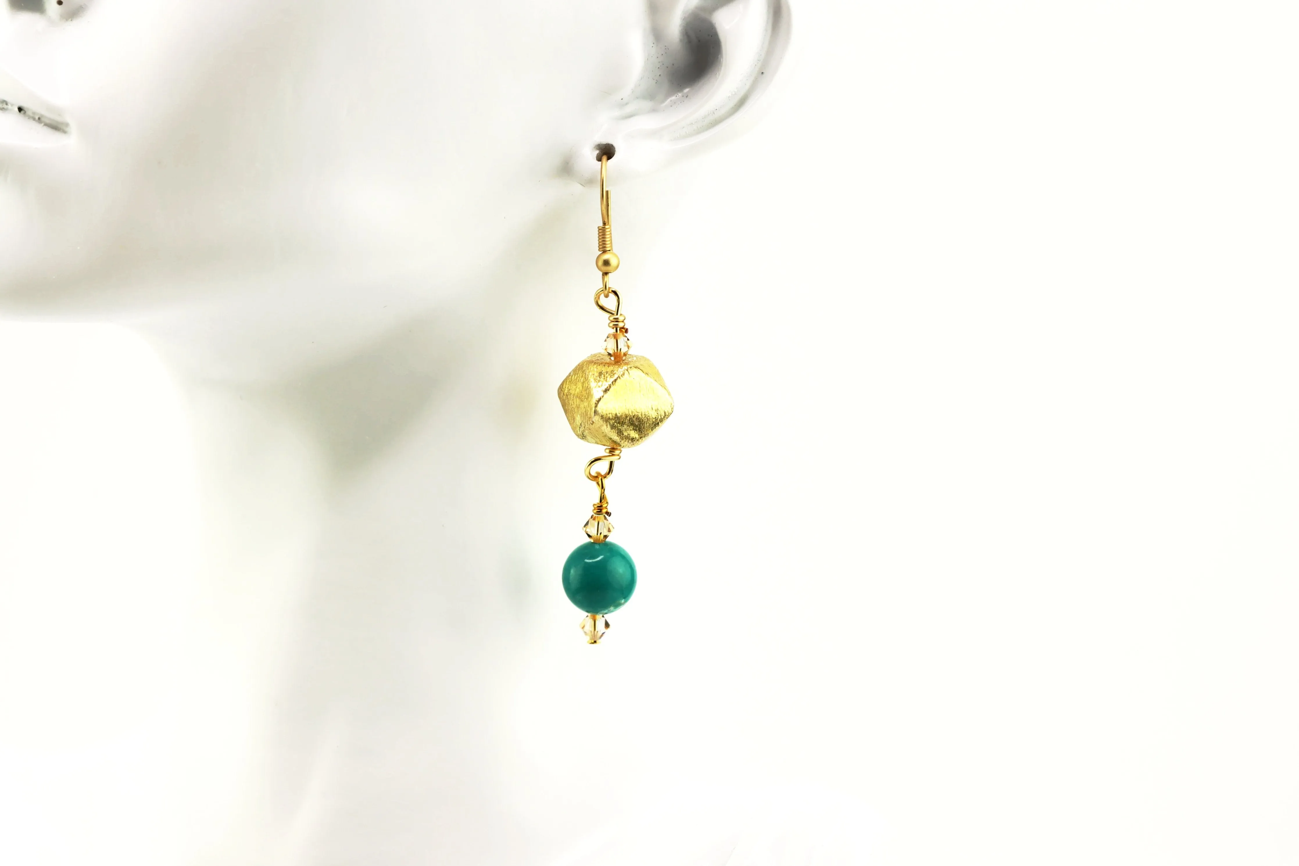 Gold and Turquoise Dangle Earrings