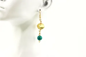 Gold and Turquoise Dangle Earrings