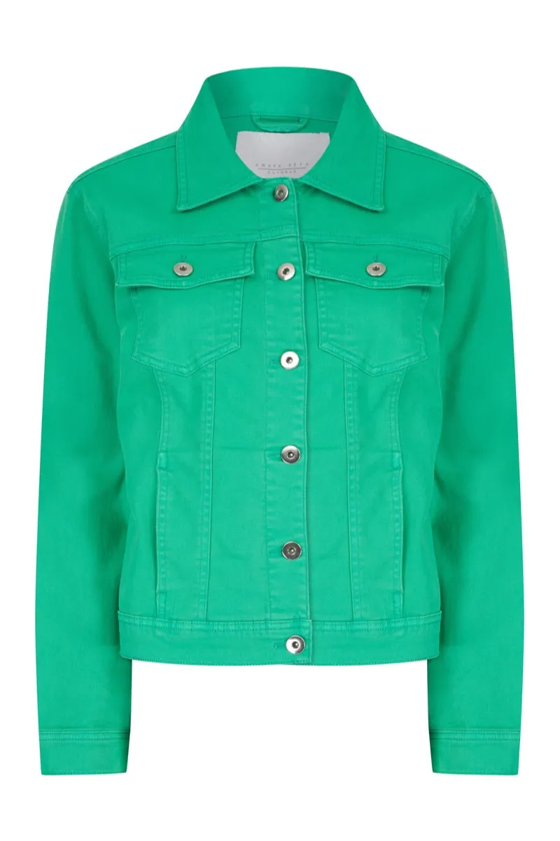 GREEN COTTON STRETCH DENIM JACKET