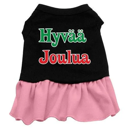 Hyvaa Joulua Screen Print Dress Black with Pink XL (16)