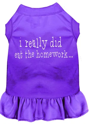 I Really Did Eat The Homework Screen Print Dress Purple Xs (8)