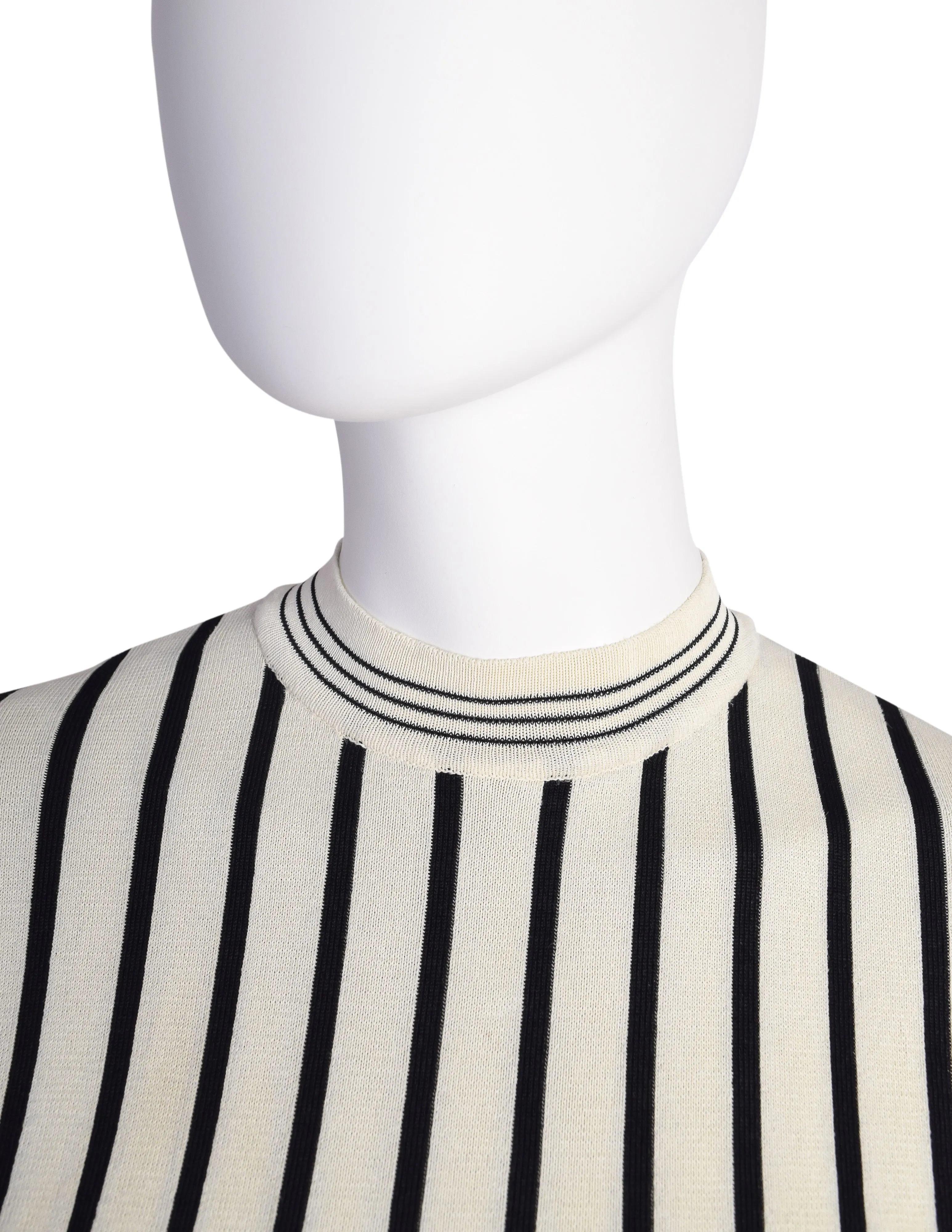 Jean Paul Gaultier Vintage Black White Striped Short Sleeved Sweater