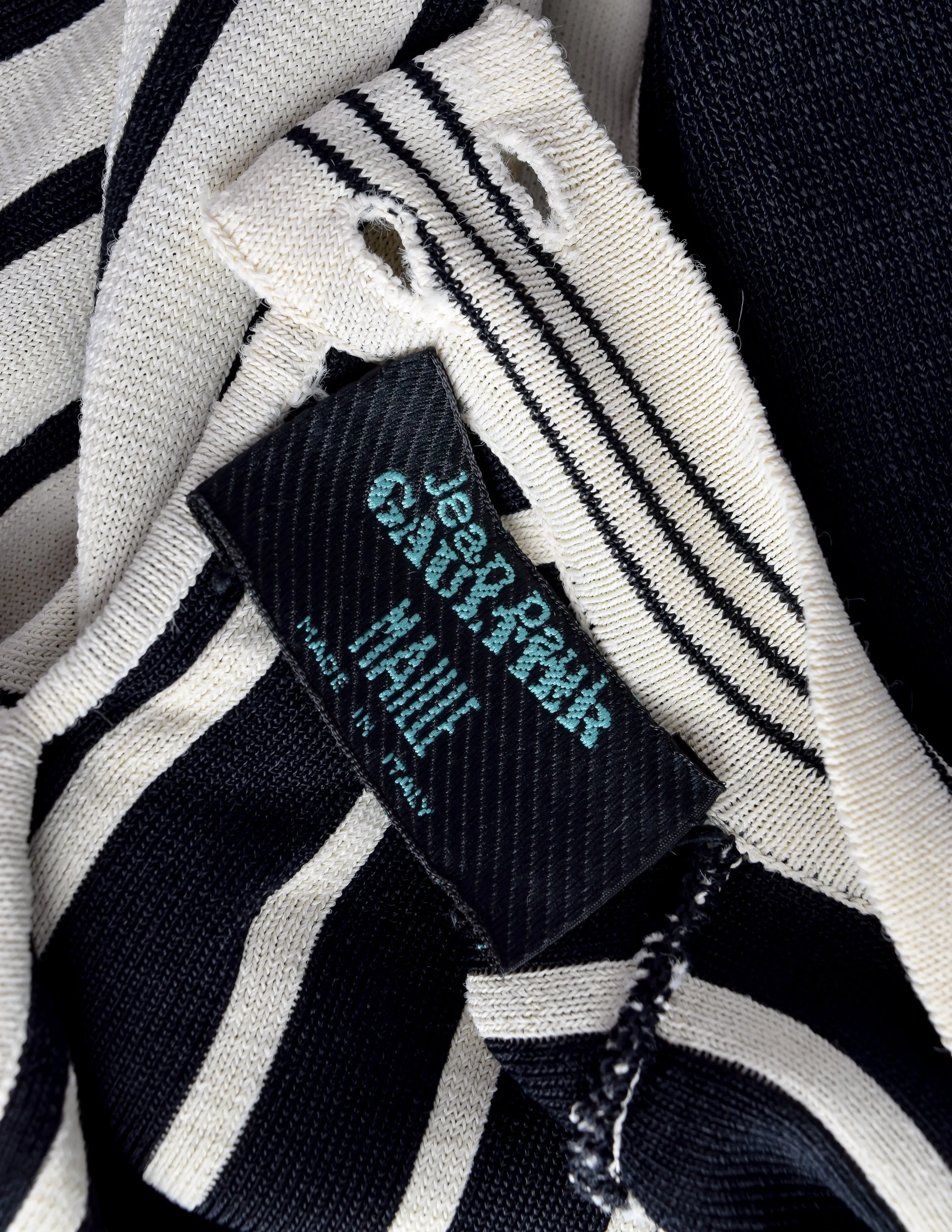 Jean Paul Gaultier Vintage Black White Striped Short Sleeved Sweater