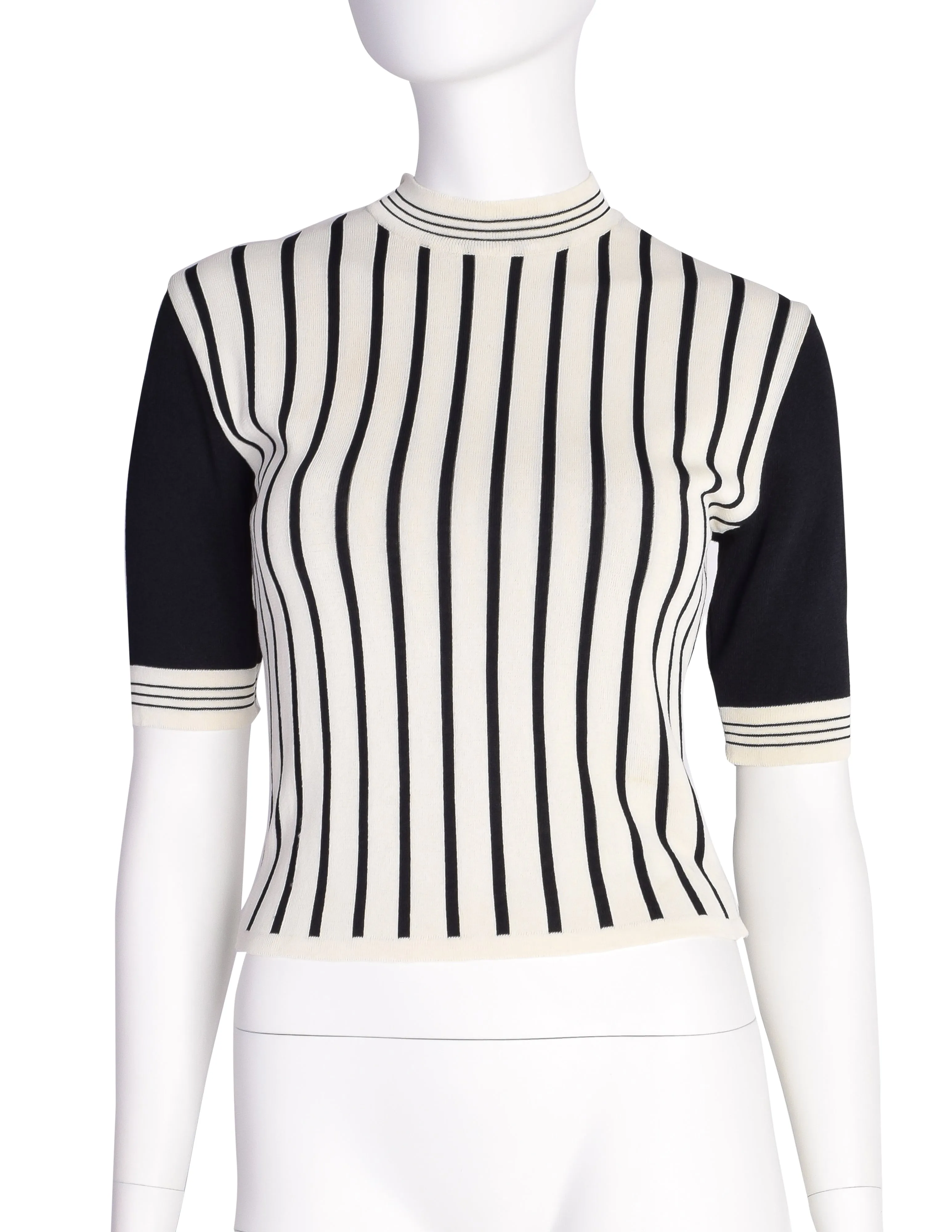 Jean Paul Gaultier Vintage Black White Striped Short Sleeved Sweater