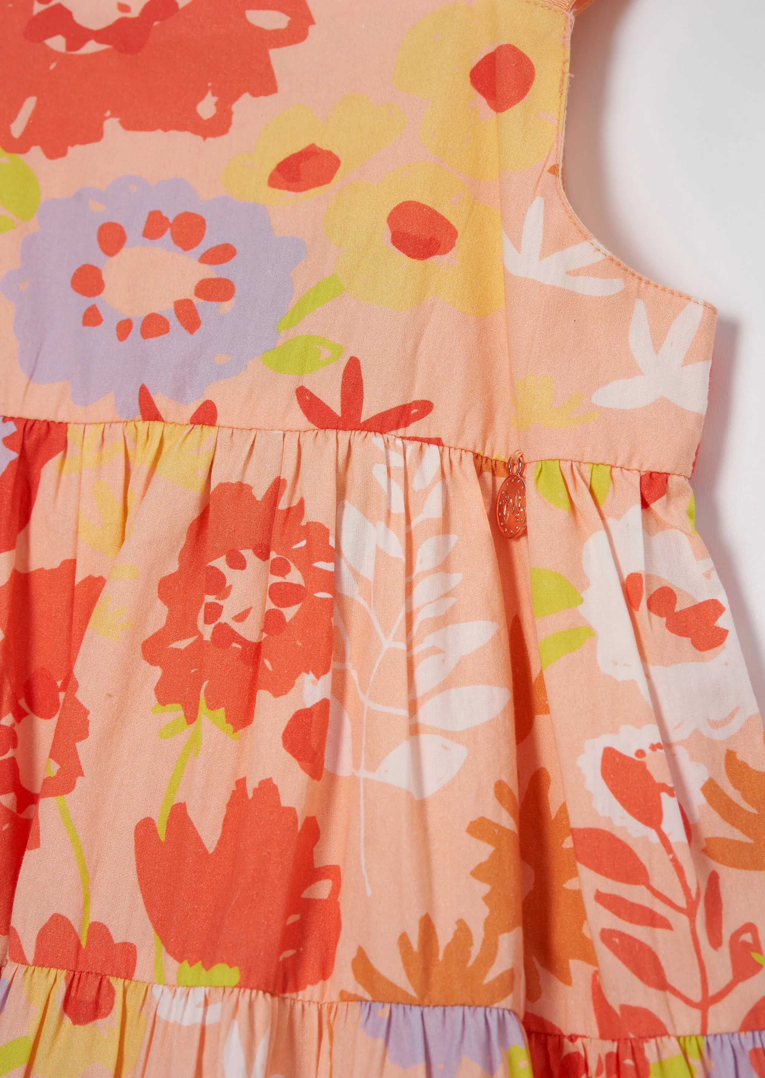 Julieta Orange Ribbon Strap Print Dress