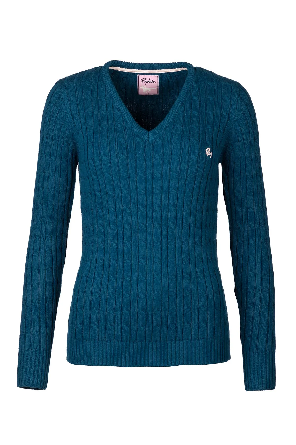 Ladies V Neck Cable Knit Jumper - Emma