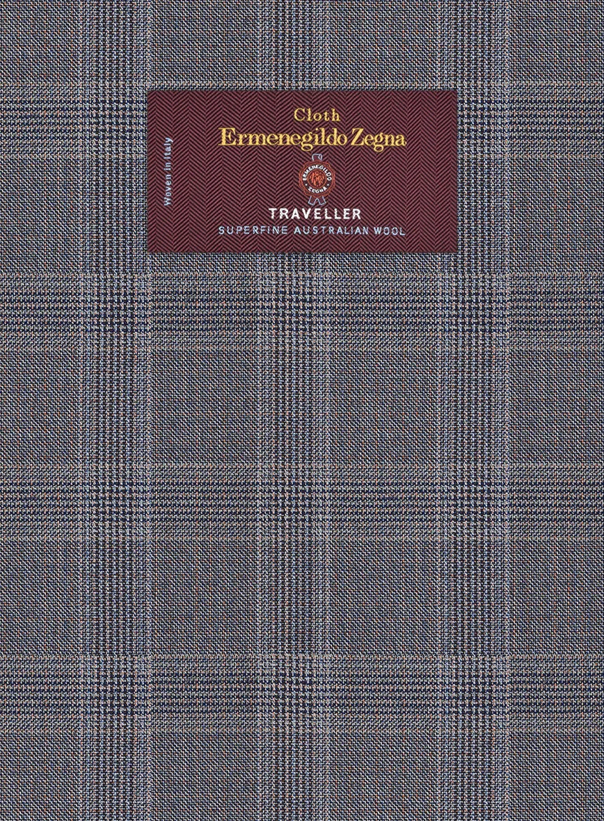 Lanificio Zegna Traveller Valen Blue Checks Wool Suit