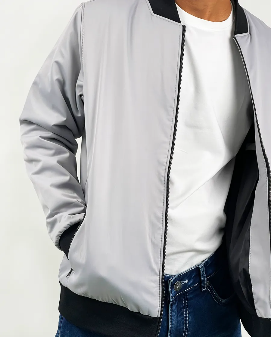 Light Grey Fashion Bomber with Hand Warmer Cuff