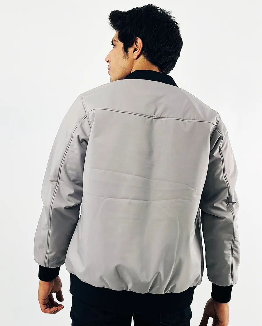 Light Grey Fashion Bomber with Hand Warmer Cuff