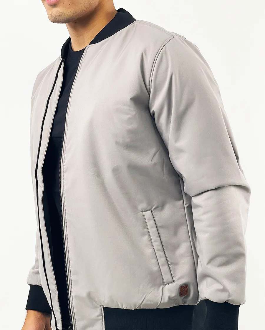 Light Grey Fashion Bomber with Hand Warmer Cuff