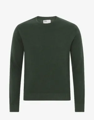 Light Merino Wool Crew - Emerald Green