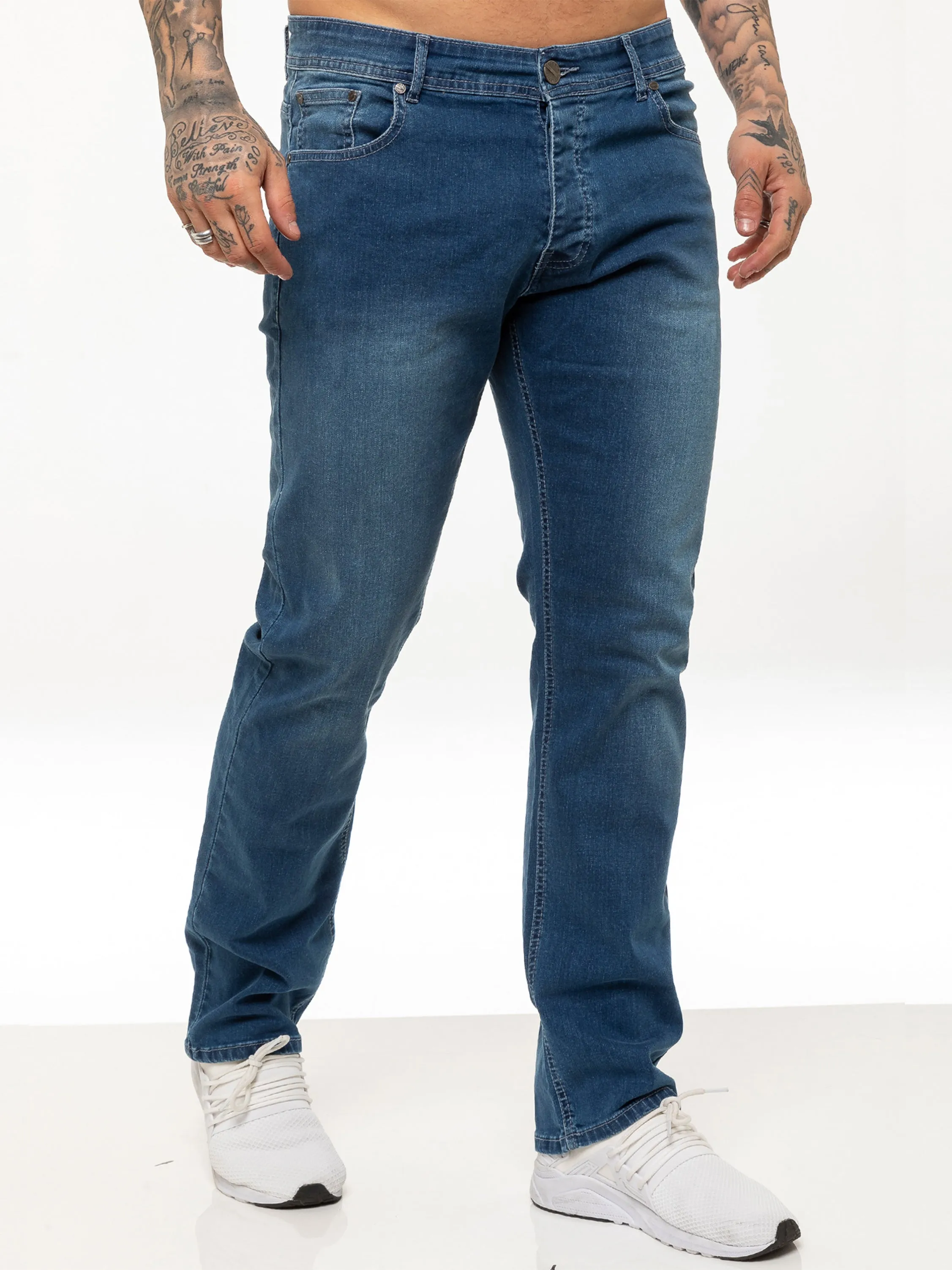 Mens Regular Fit Stretch Denim Jeans | Enzo Designer Menswear