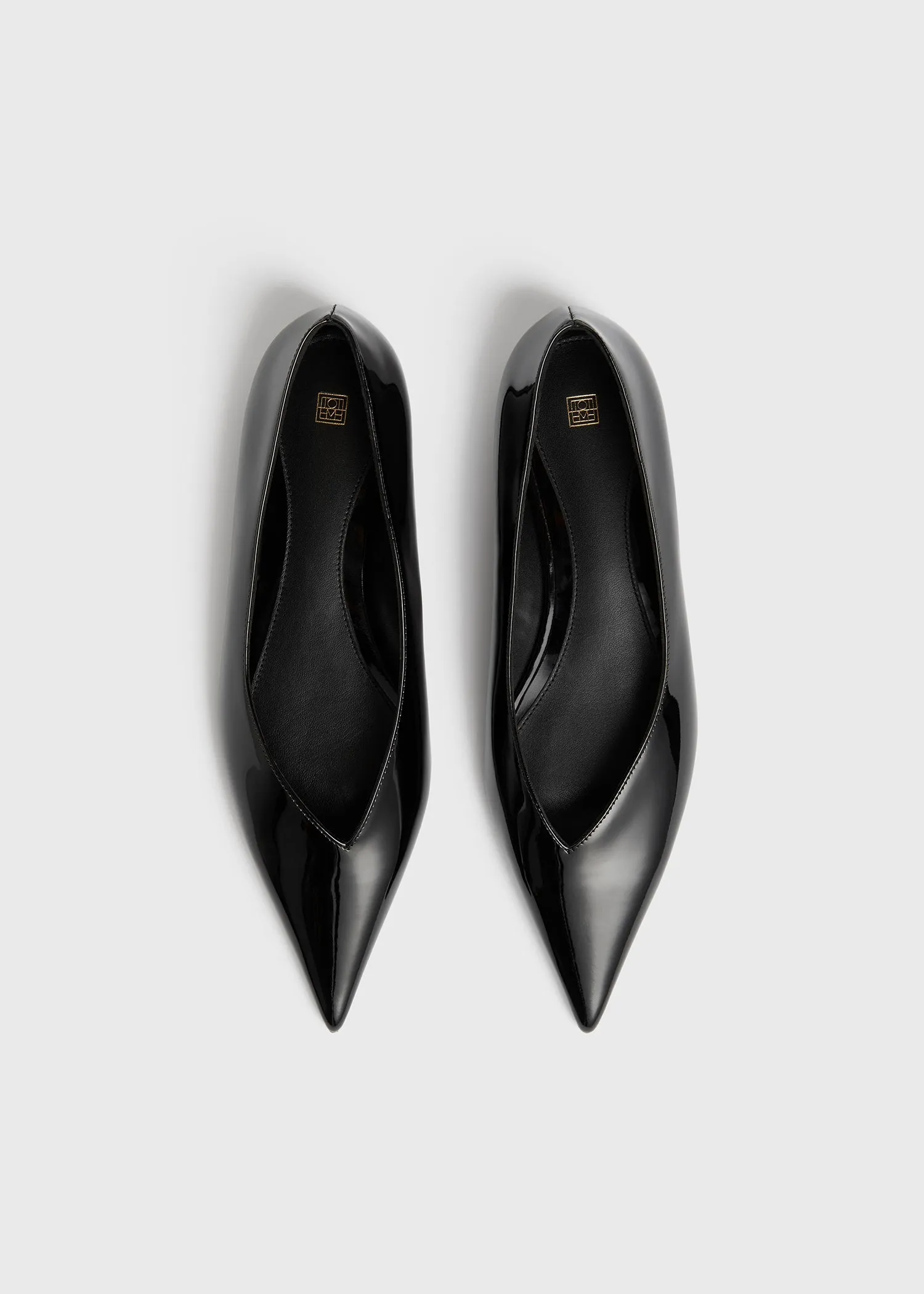 Patent asymmetric ballerinas black