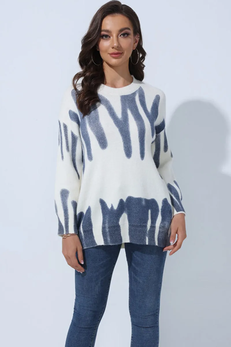 Patterned Crew Neck Jumper