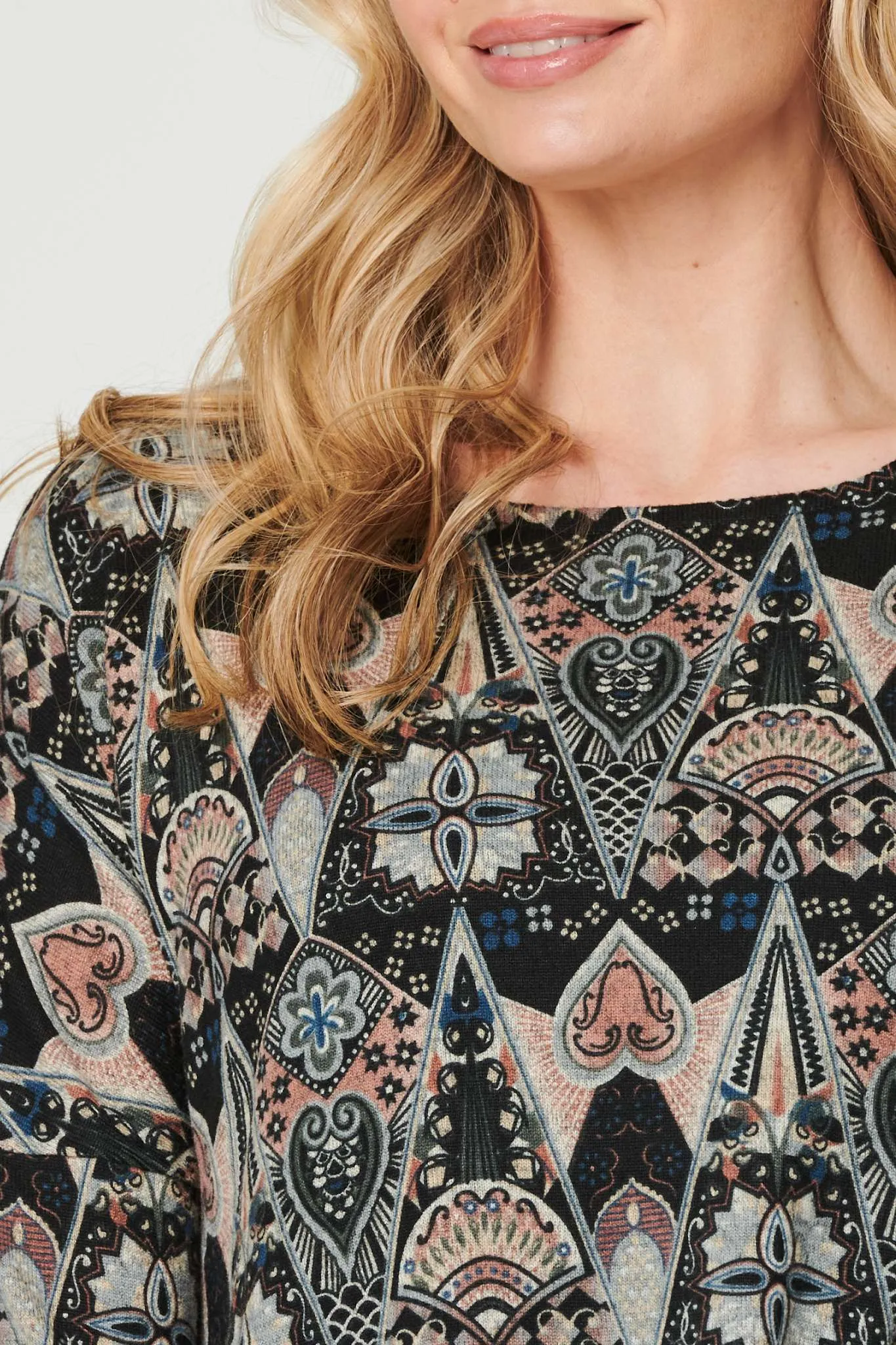 Printed Layered Hem Jumper