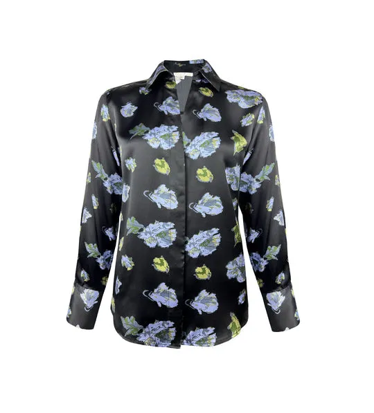 Printed Runway Shirt - Black Flora Garden