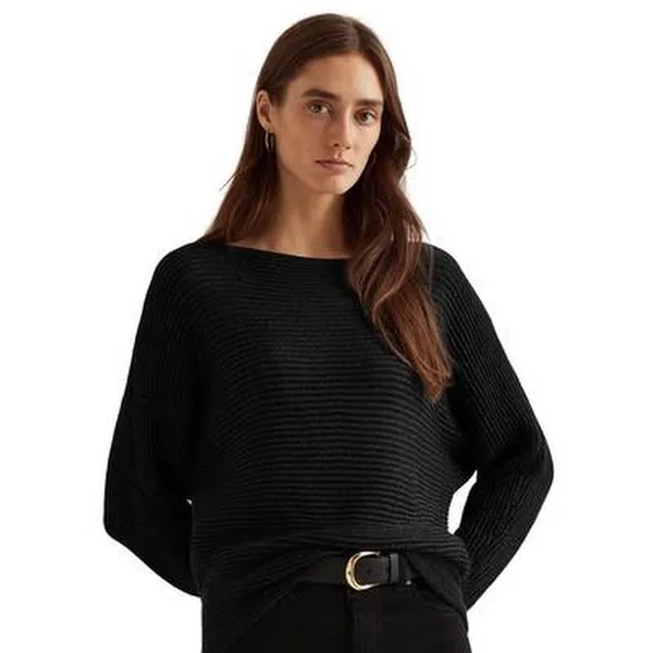 Ralph Lauren Womens Dolman-Sleeve Boatneck Metallic Sweater