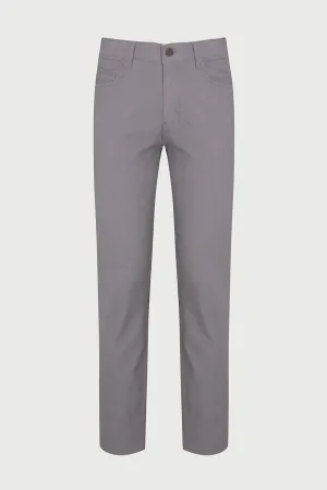 Regular Fit Low Waist Cotton Gray Casual Pants