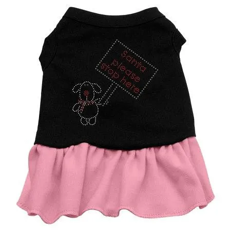 Santa Stop Here Rhinestone Dress Black with Pink XXL (18)