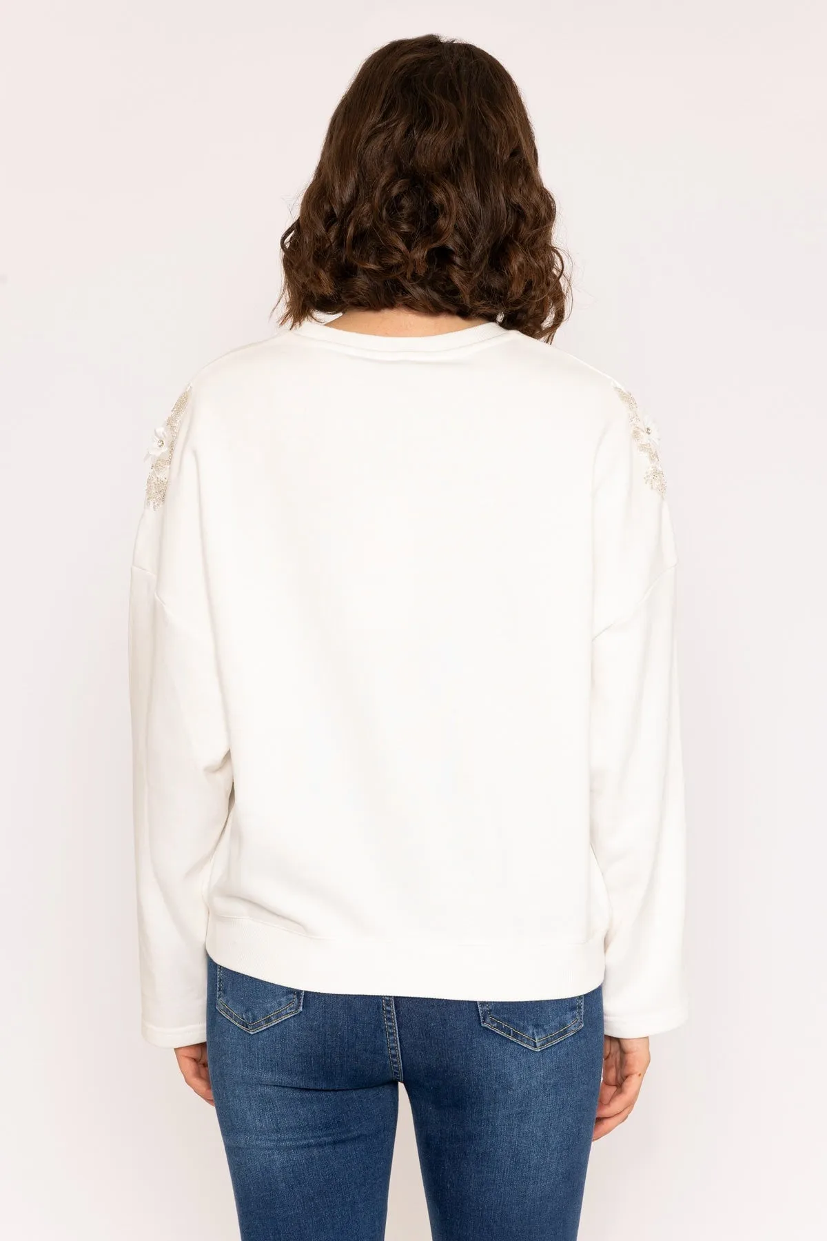 Shoulder Embellished Jumper in Ivory