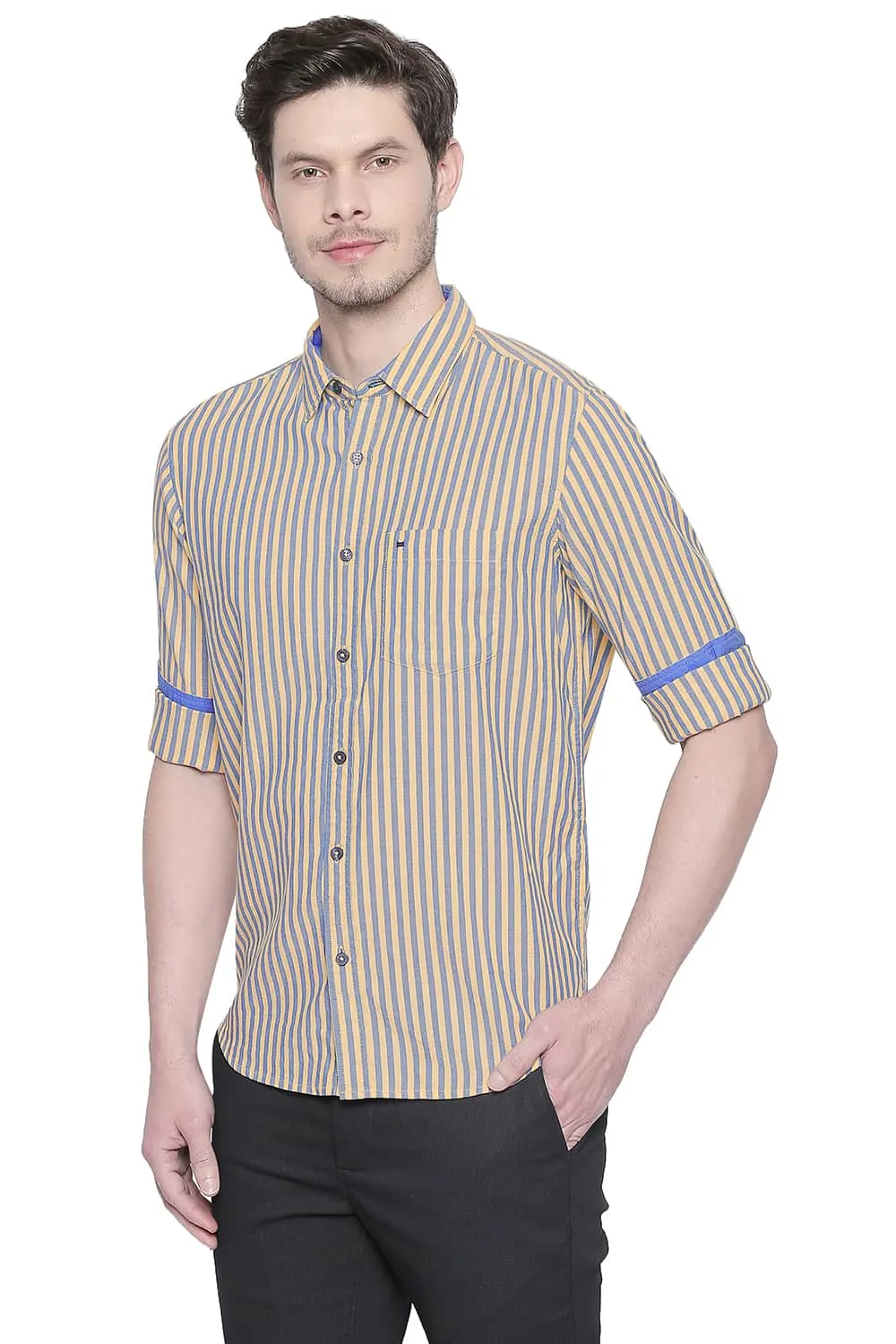 Slim Fit Royal Oxford Stripes Shirt