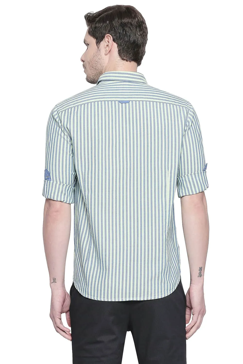 Slim Fit Royal Oxford Stripes Shirt