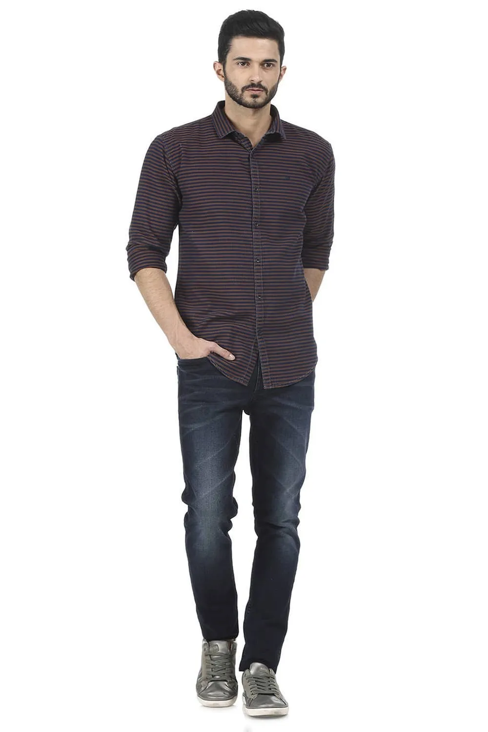 Slim Fit Weft Stripes Shirt