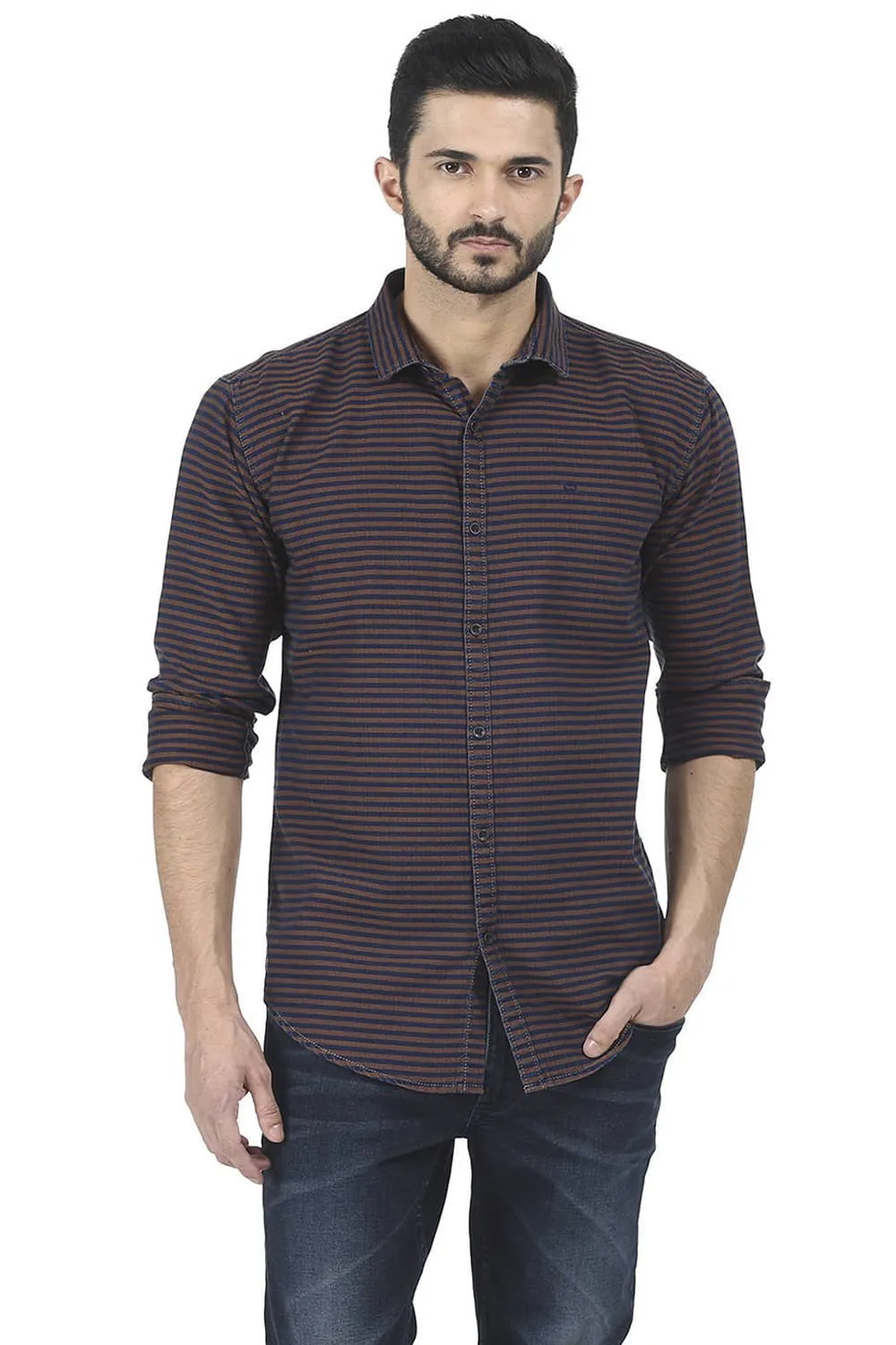 Slim Fit Weft Stripes Shirt