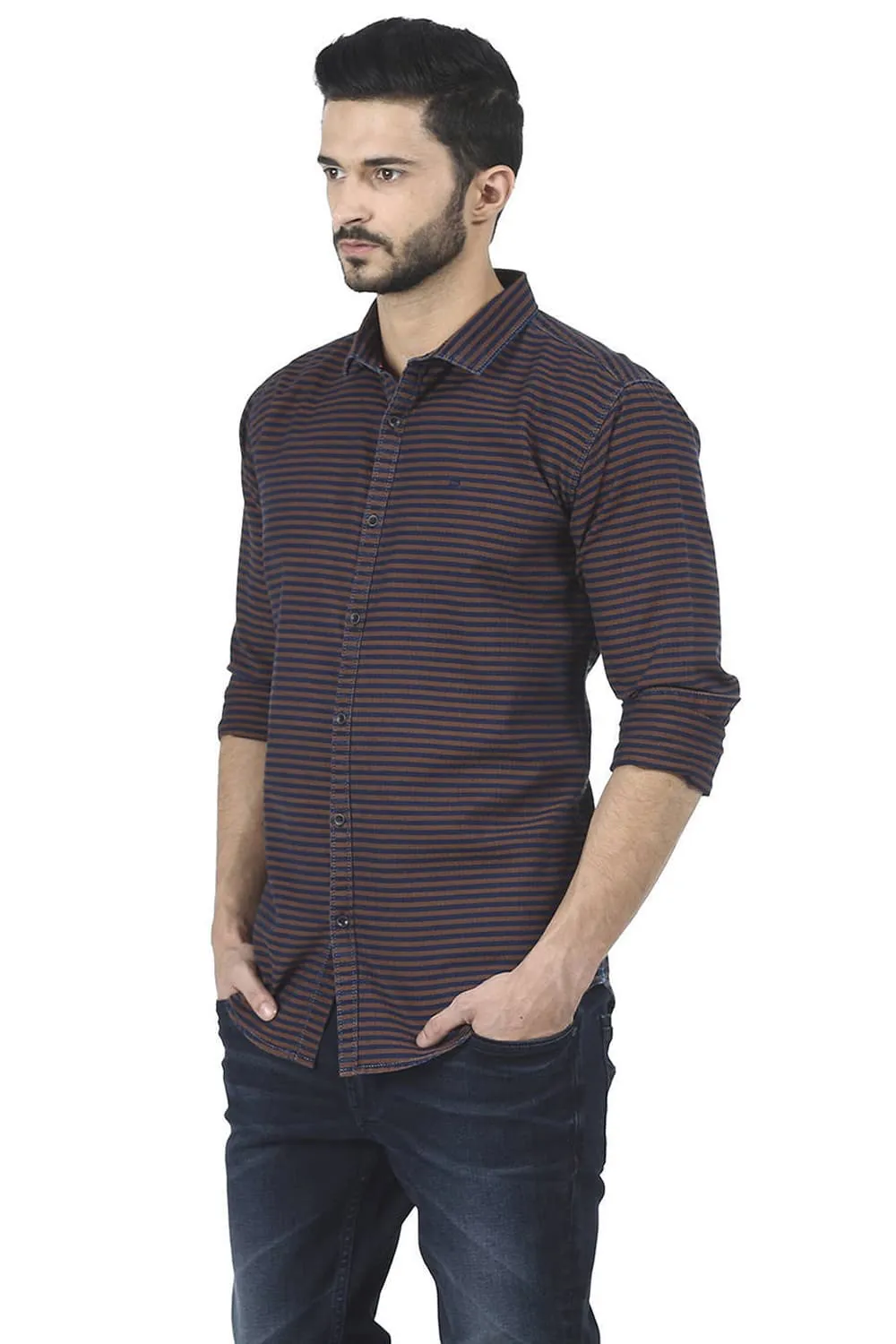 Slim Fit Weft Stripes Shirt