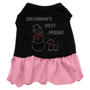 Snowman's Best Friend Rhinestone Dress Black with Pink XS (8)