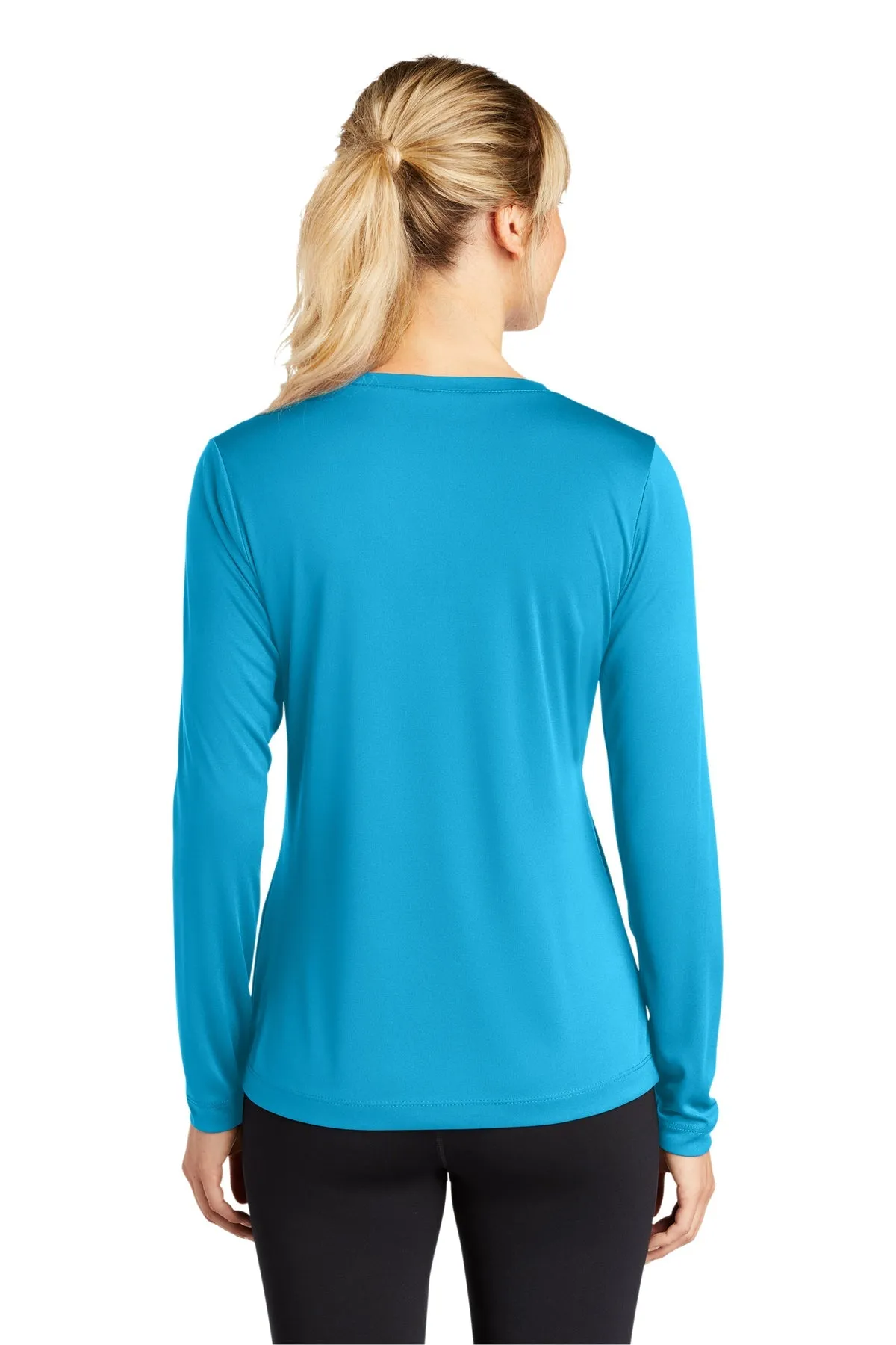 Sport-Tek Ladies Long Sleeve PosiCharge Competitor Custom V-Neck Tee's, Atomic Blue