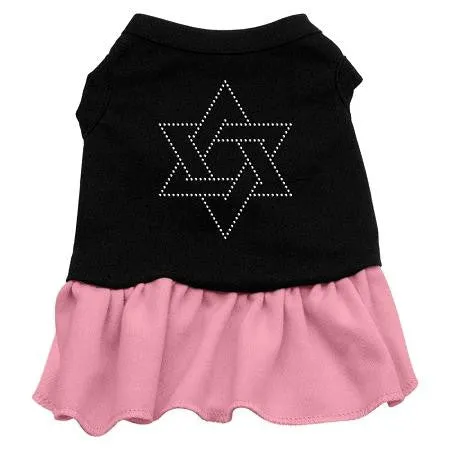 Star of David Rhinestone Dress Black with Pink XXL (18)